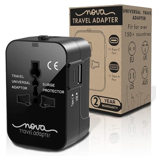 Universal Travel Adapter | Multi-Country Plug with USB & USB-C Ports